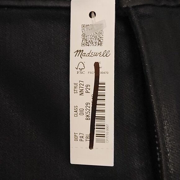 Madewell Petite‎ Kick Out Crop Jeans: Coated Edition in True Black Wash Size P29 - Picture 7 of 15